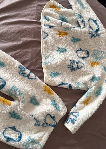 Çocuklar için Kapüşonlu Desenli Polar Takım - Görsel 5