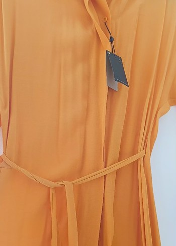 s Beden turuncu Renk Massimo Dutti mamdarin Kadın Uzun Kollu Uzun Elbise
