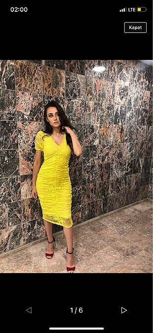 Zaara işlemeli sarı elbise