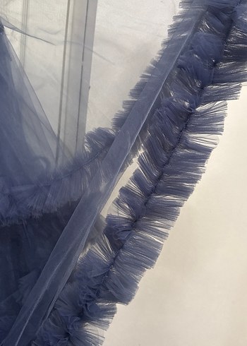 Nakışlı Uzun Askılı Mavi Nişan Elbisesi - Görsel 6