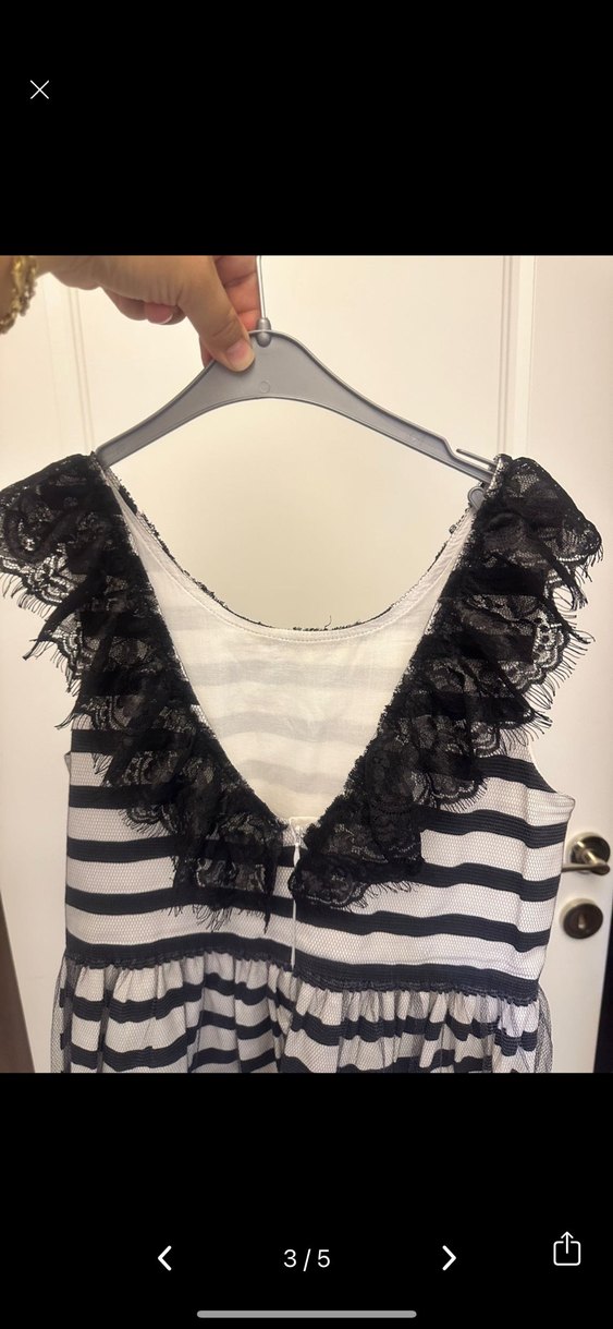 Kız Çocuk Çizgili Fırfırlı Kolsuz Elbise - Görsel 3