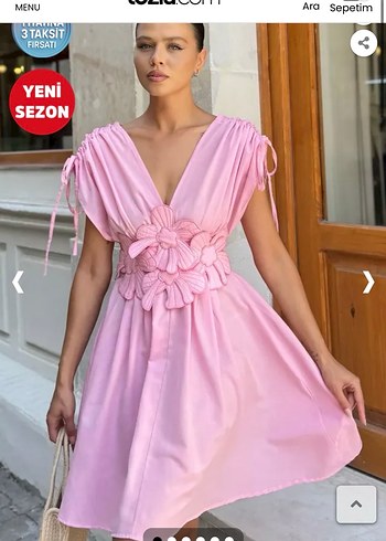 Pembe Çiçekli Fırfırlı Mini Elbise - Görsel 2