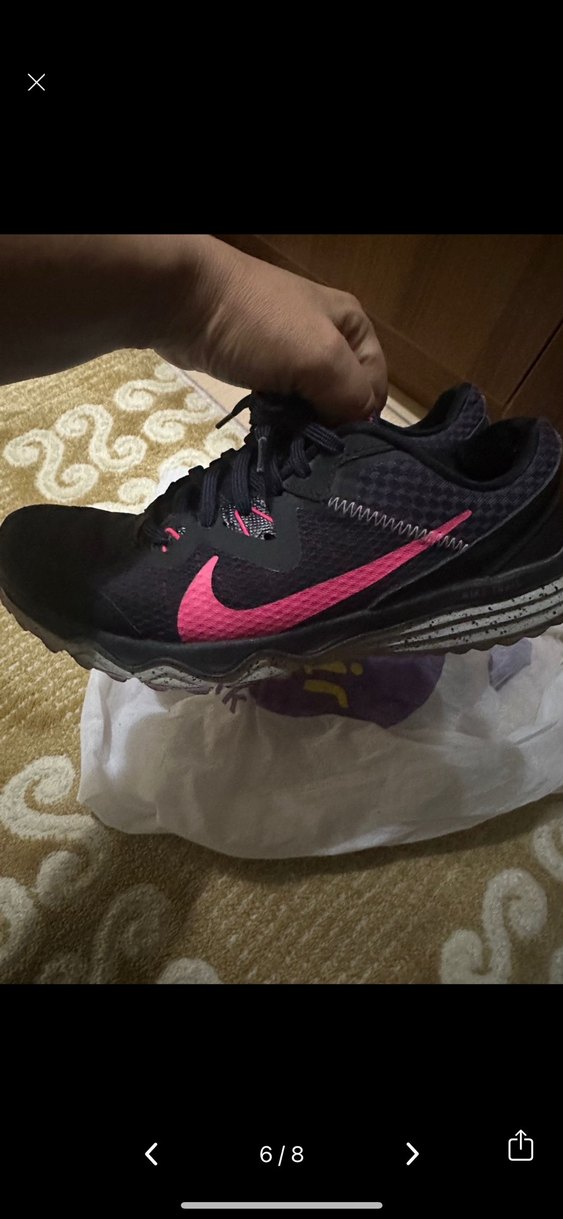 Siyah-Pembe Bağcıklı Nike Spor Ayakkabı - Görsel 5