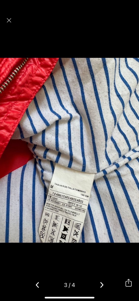 Kız Çocuk Kırmızı Fermuarlı İnce Mont Benetton - Görsel 3