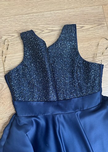 Drapeli Mavi Midi Abiye Elbise - Görsel 4