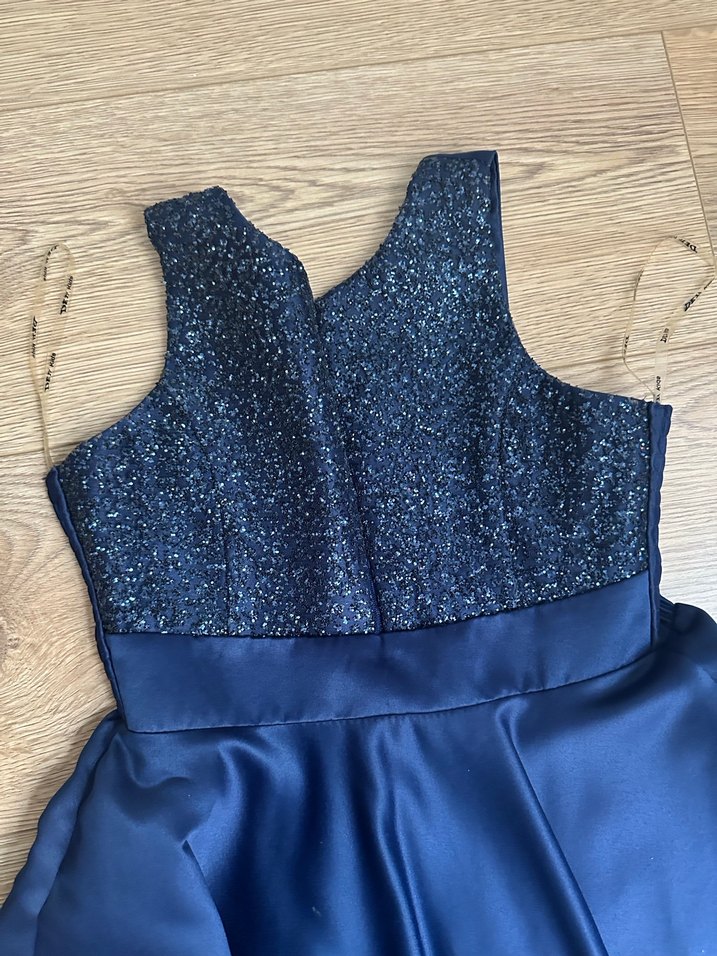 Drapeli Mavi Midi Abiye Elbise - Görsel 4