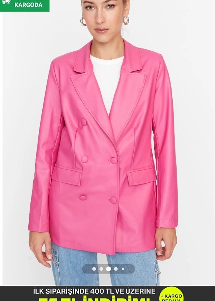 Pembe deri ceket - Görsel 3