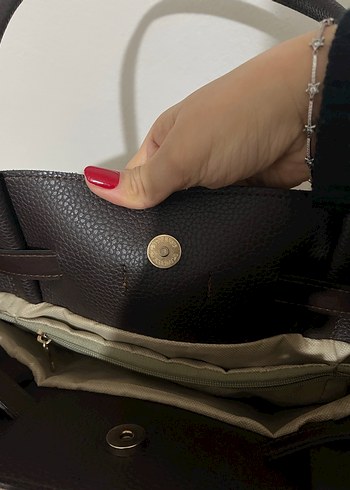 Kahverengi Süet Kadın Omuz Çantası - Görsel 3