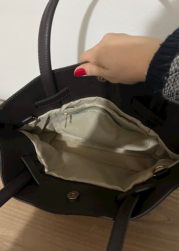 Kahverengi Süet Kadın Omuz Çantası - Görsel 2