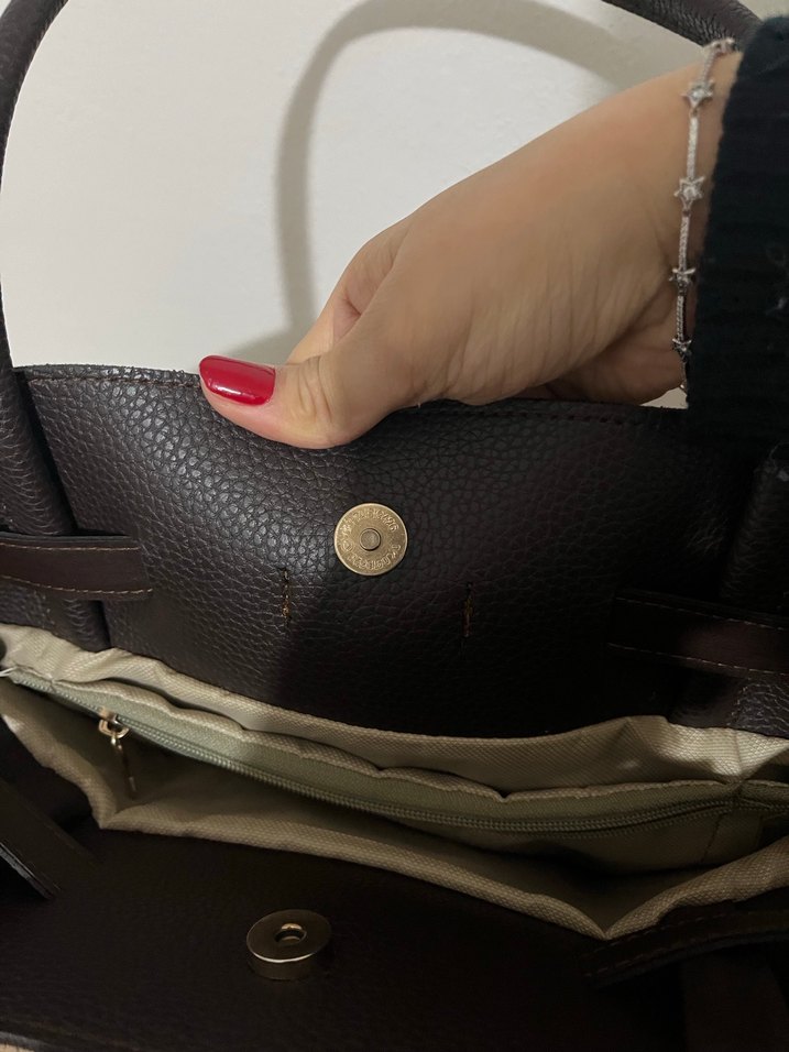 Kahverengi Süet Kadın Omuz Çantası - Görsel 3