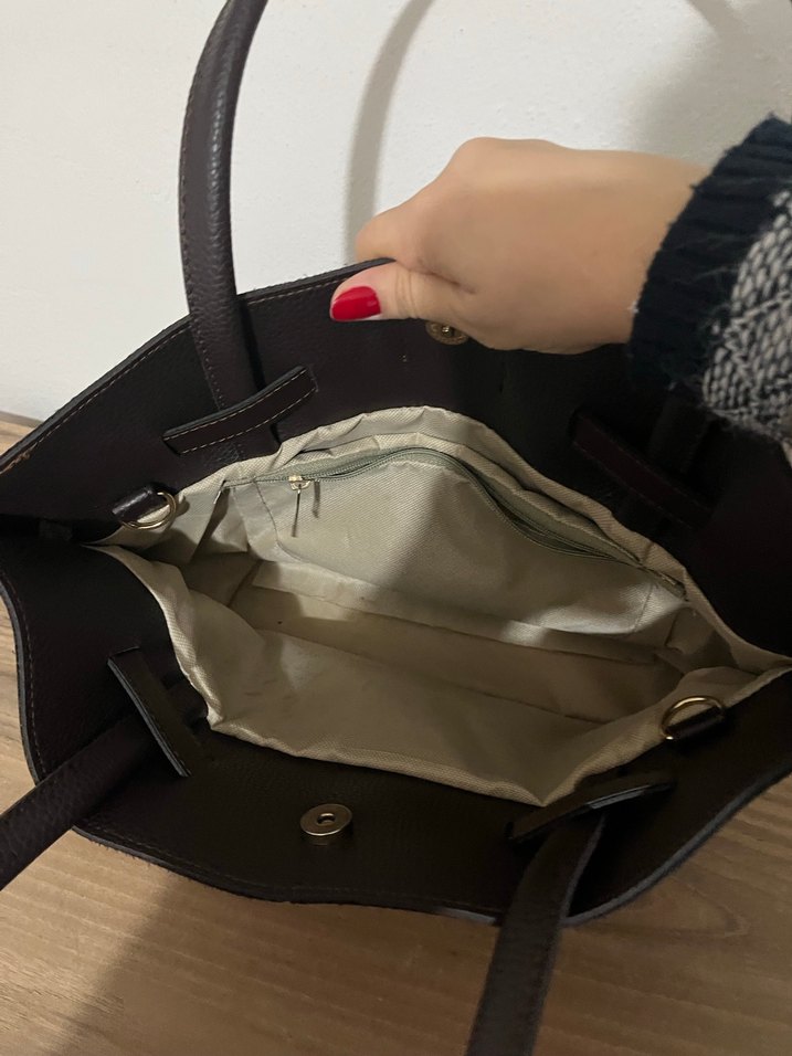 Kahverengi Süet Kadın Omuz Çantası - Görsel 2