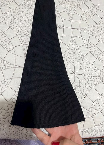 Vatkalı Siyah Kadın Triko bluz - Görsel 5