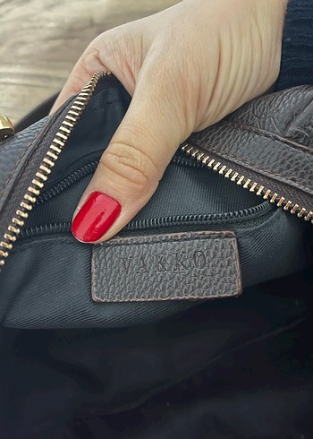 Vakko kahve Desenli Deri Kadın Çanta - Görsel 2