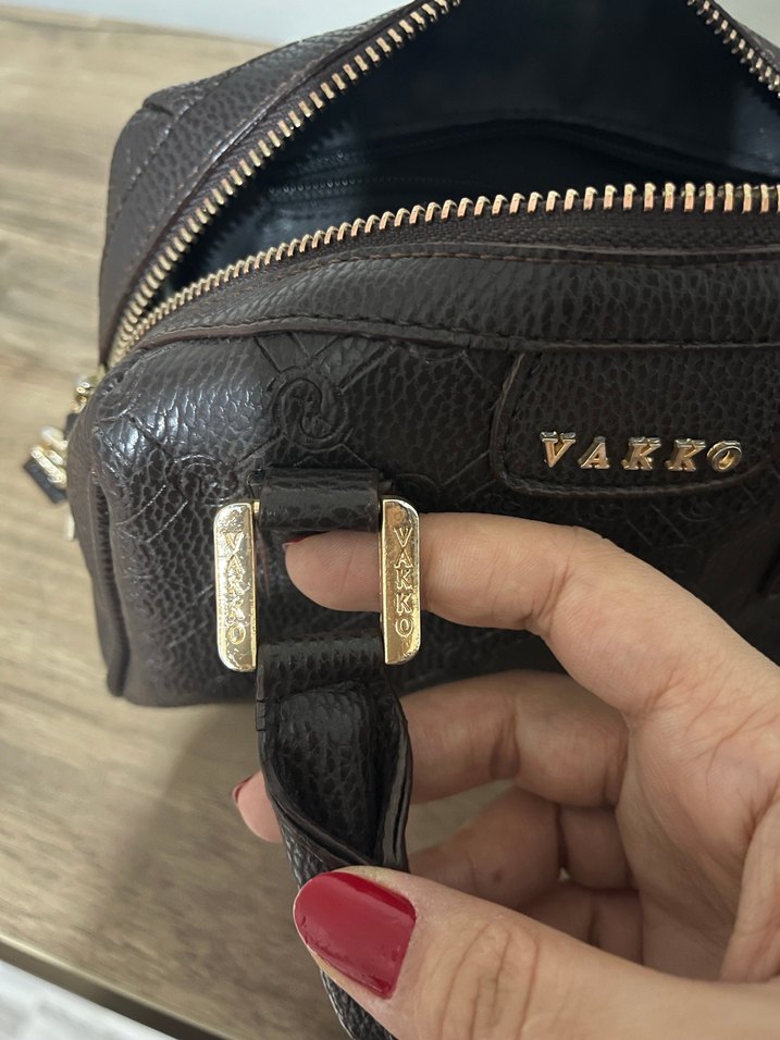 Vakko kahve Desenli Deri Kadın Çanta - Görsel 3