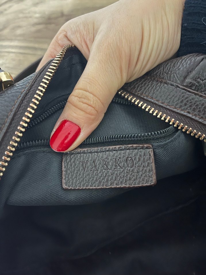 Vakko kahve Desenli Deri Kadın Çanta - Görsel 2