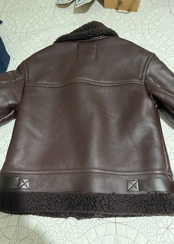 Kahverengi Kürklü Deri Biker Ceket - Görsel 4