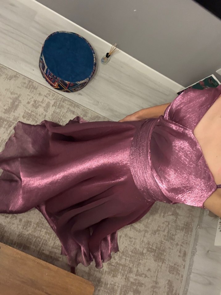 Kürdüm Drapeli Uzun Abiye Elbise - Görsel 2