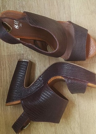 H&M Bordo Plarformlu Kalın Topuklu Ayakkabı