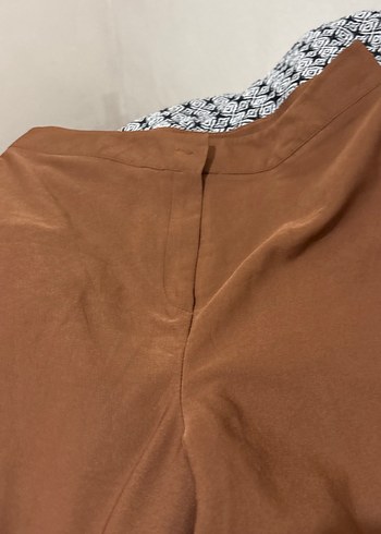 Drapeli Kahverengi Midi Kadın Pantolon - Görsel 2