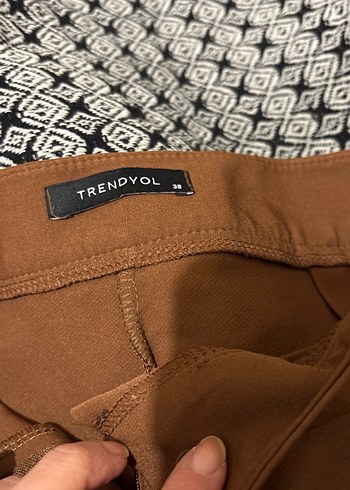 Drapeli Kahverengi Midi Kadın Pantolon - Görsel 3