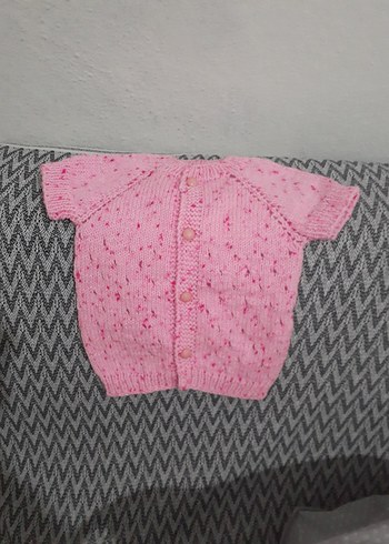 18-24 Ay Beden pembe Renk Diger Kız Çocuk Kısa Kollu Pembe Mini Triko Hırka el örgüsü