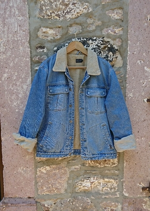 vintage kürklü kot ceket