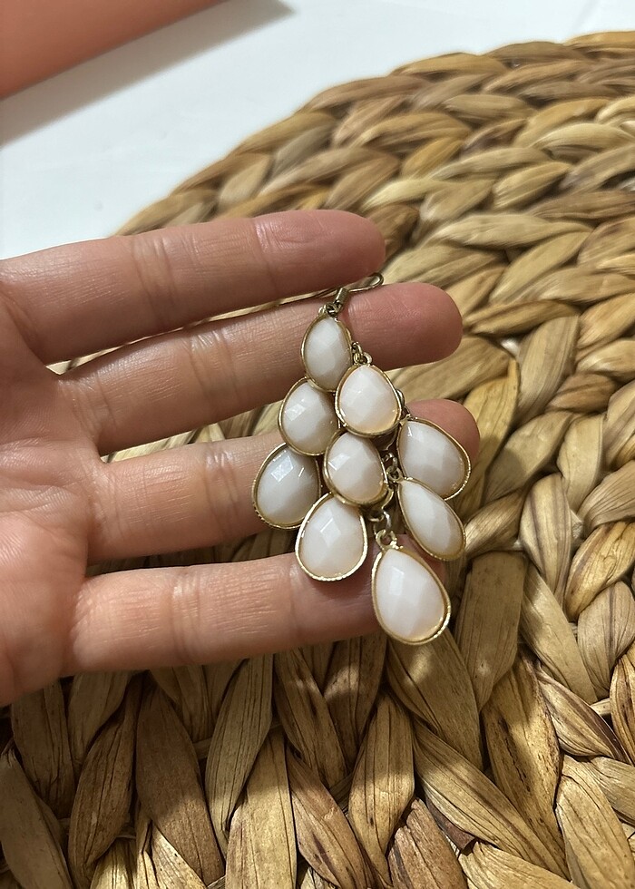 küpe beyaz altın şıkır şıkır sallantılı düğün - Görsel 4