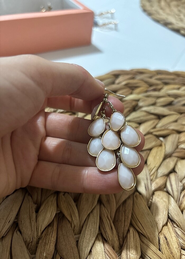 küpe beyaz altın şıkır şıkır sallantılı düğün - Görsel 5