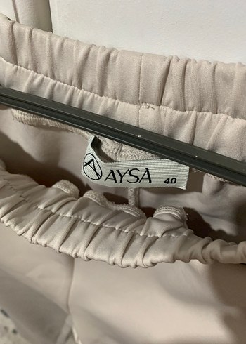 Düğmeli Kadın Bej Scuba Pantolon - Görsel 4