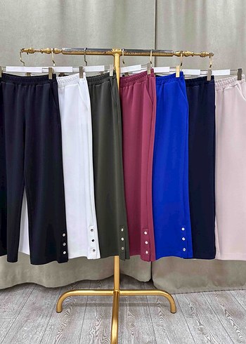 Düğmeli Kadın Bej Scuba Pantolon - Görsel 3