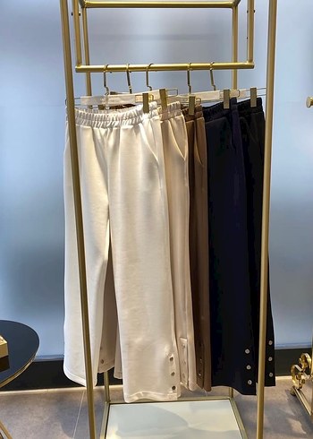 Düğmeli Kadın Bej Scuba Pantolon - Görsel 2