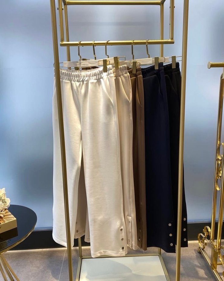 Düğmeli Kadın Bej Scuba Pantolon - Görsel 2