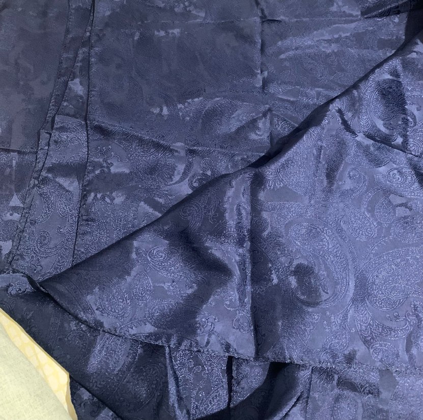 Lacivert Kadın Drapeli İpeksi jakar şal - Görsel 5