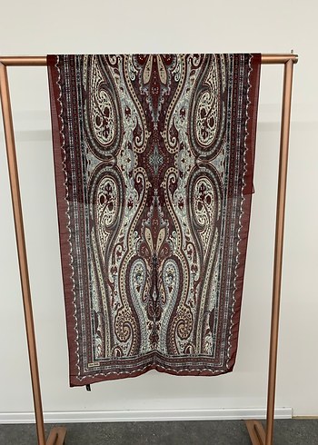 Bordo Kadın Bohem Desenli Şal - Görsel 2