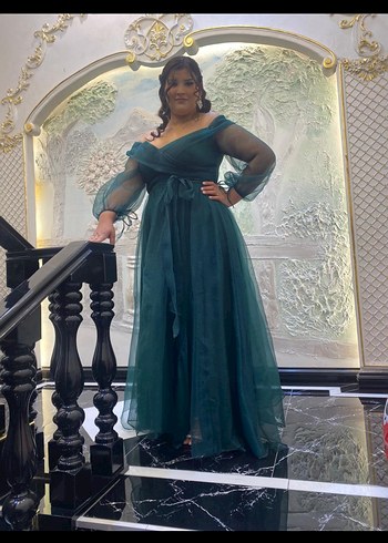 Turkuaz Uzun Straplez Kadın Abiye - Görsel 2