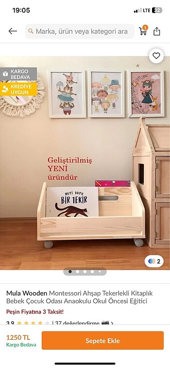 Montessori tekerlekli kitaplık