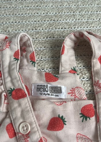 HelloBaby Kız Çocuk Pembe Çilek Desenli Fırfırlı Tulum slopet