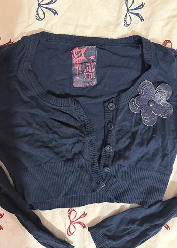 Düğmeli Koyu Mavi  Bolero - Görsel 2