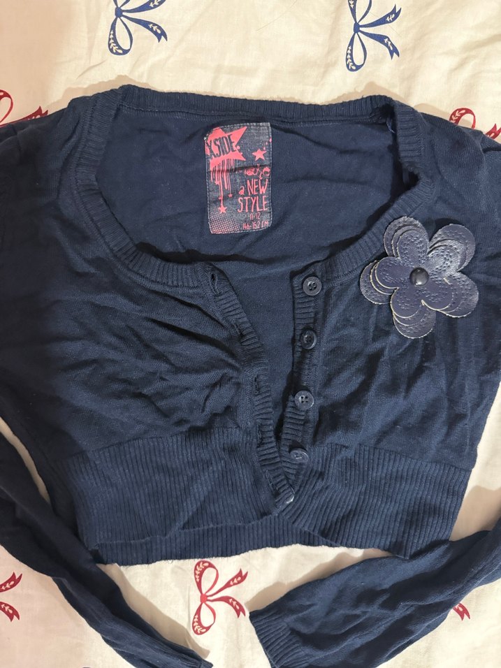 Düğmeli Koyu Mavi  Bolero - Görsel 2