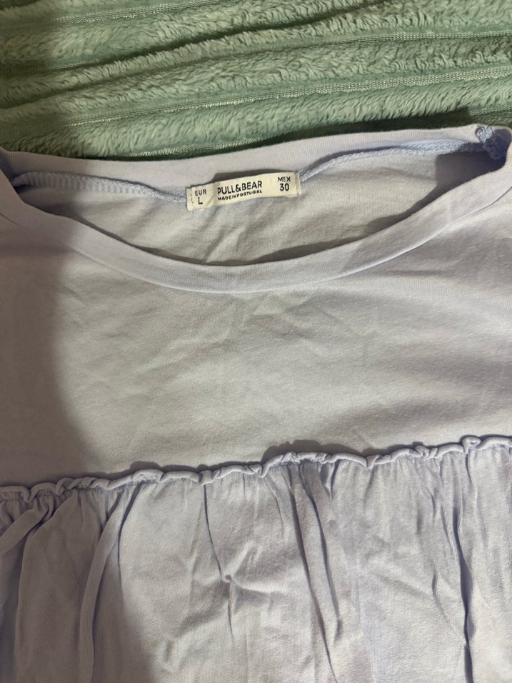 buz mavisi fırfırlı bluz - Görsel 2