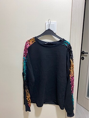 Parlak payetli sweatshirt