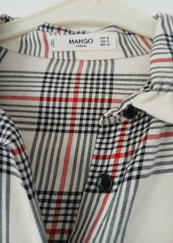 Düğmeli Gri Kareli Uzun Kollu Kadın Gömlek - Görsel 2