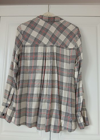 Düğmeli Gri Kareli Uzun Kollu Kadın Gömlek - Görsel 6