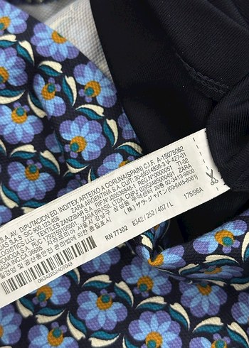 ZARA Mavi Batik Desenli Uzun Kollu Kısa Elbise - Görsel 11