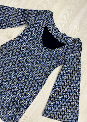 ZARA Mavi Batik Desenli Uzun Kollu Kısa Elbise - Görsel 16