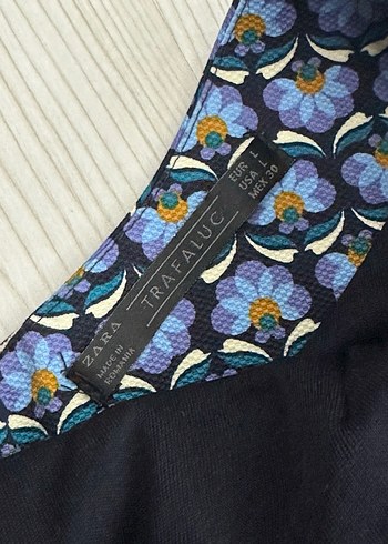 ZARA Mavi Batik Desenli Uzun Kollu Kısa Elbise - Görsel 10