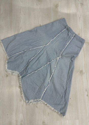 xs Beden mavi Renk Gri Denim Bohem Midi Etek
