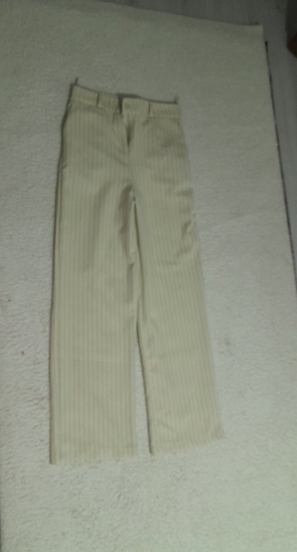 krem Çizgili Kadın Kumaş Pantolon - Görsel 4