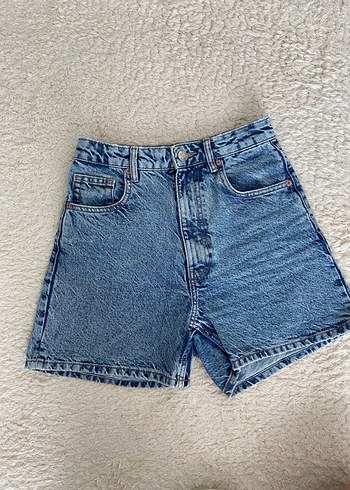 34 Beden Kadın Mavi Rahat Kesim Mini Kot Şort