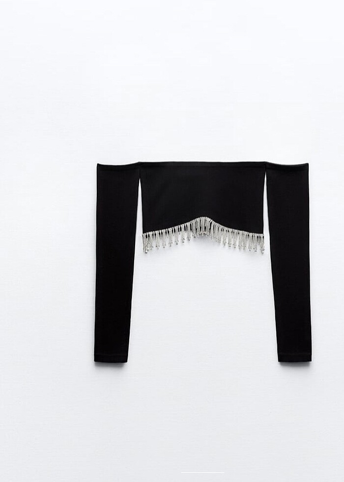 Zara parlak taşlı dikişsiz crop top - Görsel 5